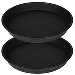 Bleuhome 2 Pack of Bird Bath Bowl 18 19 inch, 2.7" Depth, 20 21 22 23 24 25 26 inch Heavy Duty BirdBath Bowls only, Plastic Round Large Plant Saucer Dish for Garden (19", Black)