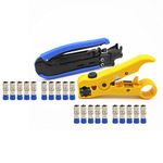 NUZAMAS Coax Coaxial Cable F-Connector Crimper Stripper Cutter Set RG6 RG59 RG11 Compression Crimping Cutting TV Cable Hand Tool 20x F Compression connectors Included