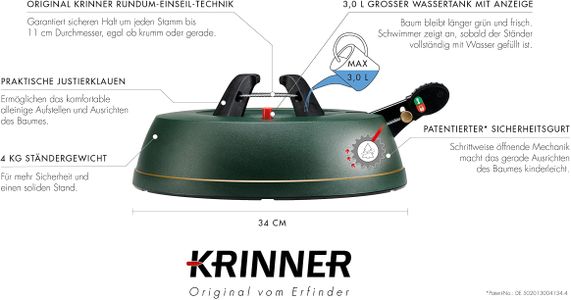 Krinner Christmas Tree Stand for 7ft Trees – Easy Setup