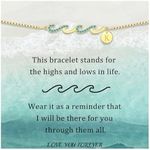 Initial Bracelets for Women, Inspirational Bracelets for Teen Girls Dainty Gold Bracel with Initial K Adjustable Wave Birthday Christmas Jewelry Stocking Stuffers for Teens