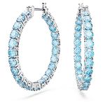 Swarovski Women Matrix Hoop Earrings, Round Cut, Blue, Rhodium Plated