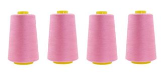 Mandala Crafts 4 Pack of Serger Threads Pink Threads for Sergers Machine - Sewing Thread Cones Thread for Overlock Thread Quilting - 20S/2 24000 Yds Polyester Thread Spools