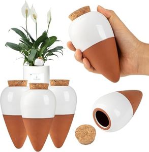 4 Pack Plant Self Watering Globes, Terracotta Watering Spikes, Slow Release Olla Pots Holds 16 oz, Drip Irrigiation Olla System