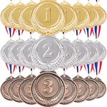 Plus Award Medals 12 PCS - LINKPEACE Gold Silver Bronze Medals with Neck Ribbon, Steel Metal for Party Favor Decorations and Sports Awards (Diameter 2.56in) (24 Pcs Gold Silver Bronze)