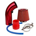 CarBole Cold Air Intake Filter 3"/76mm,Air Induction Alumimum Kit with Clamp,Fit for Vehicle Engine,Red