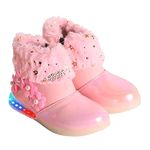 CHUCKIES Kids Latest Stylish Casual LED Boots for Girls (Pair of 1) (Pink-Shine, Numeric_6)