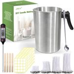 JBEIY 3L Candle Wax Melting Pot, with Candle Thermometer, 4 Pounds Large Capacity Candle Jug, 200 Wicks and Stickers, 4 Wick Holders, 1 Wax Spoon, Candle Making Kit