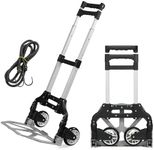 Yaheetech Aluminum Folding Hand Truck Heavy Duty Sack Trolley with Wheels Foldable Barrow Cart 75kg Load Capacity, Black