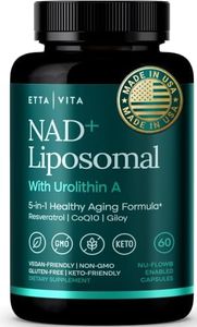 Liposomal NAD+ Supplement 500mg with Urolithin A, CoQ10, Resveratrol & Giloy (Made in USA), NAD Supplement for Cellular Energy, Cognitive, Anti-Aging & Detox Support - 3rd Party Tested Vegan, Non-GMO