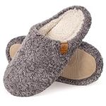 EverFoams Women's Warm Shearling Memory Foam indoor Slippers Anti-Slip Lightweight Breathable Winter House slipper （9-10,Grey）