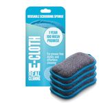 E-Cloth Washing Up Pad - Dish Sponge Kitchen Cleaner Kit - Reusable Kitchen Sponge for Dishes - Sponge for Cleaning - Non-Scratch Dish Scrubber for Cleaning - 4-Pack
