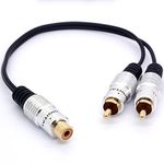 OpenII 25cm RCA Y Adapter 1 RCA Female to 2 RCA Male Splitter Cable for Audio Amplifier Subwoofer