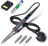 HANDSKIT Soldering Iron Kit 200W, 6-in-1 Welding Tool Set with Adjustable Temperature (180-480°C), Solder Iron LED Display, 3 Solder Tips, Solder Wire & Stand – for Electronics, DIY, Repairs
