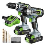 WORKPRO 20V Cordless Drill Combo Kit, Drill Driver and Impact Driver with 2x 2.0Ah Batteries and 1 Hour Fast Charger