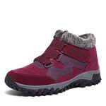 Womens Ankle Snow Boots Fur Lined Warm Winter Boots Ladies Anti-Slip Outdoor Walking Shoes Lace-up Sports Sneakers Girls