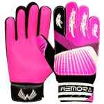 WEMORA Soccer Goalkeeper Goalie Gloves for Kids Youth Adult and Extra Grip Friendly Elastic Wrist Professional Goalie Training Gloves (Pink, Size 2 Suitable for 4 to 5 Year Old, Ambidextrous)