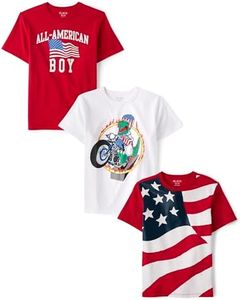 The Children's Place Boys' All Holidays Short Sleeve Graphic T-Shirts,multipacks, All American 3-Pack, Medium