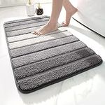 DEXI Bath Mat 50 x 80 cm Non-Slip Bathroom Mat Super Absorbent Water, Machine-Washable, Microfiber Absorbent Bathroom Floor Mat, Grey