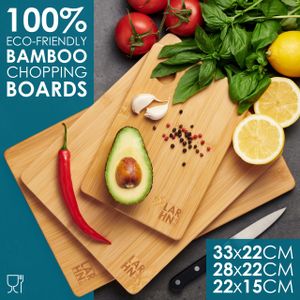 LARHN Bamboo Chopping Board Set – 3-Piece Kitchen Cutting Boards