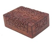 DharmaObjects Hand Carved Tree of Life Wooden Box Keepsake Storage Multi Utility