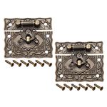 sourcing map 2 Sets Wood Case Chest Box Rectangle Clasp Closure Hasp Latches Bronze Tone 51 x 42mm