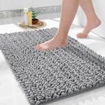 Yimobra Bath Mat, 92 x 61 cm, Luxury Chenille Shaggy Microfiber Bath Rugs, Extra Soft & Thick, Absorbent Water, Non-Slip, Machine Washable, Bath Mats for Bath Floor,Tub and Shower, Gray