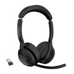 Jabra Evolve2 55 Stereo Wireless Headset Air Comfort Technology, Noise-cancelling Mics, and ANC - Works with UC Platforms such as Zoom and Google Meet - Black