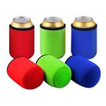 TAGVO Can Sleeves, Insulated Beer Can Sleeve Covers Easy-On Can Cooler Set of 6 - Assorted Colour, Machine Washable, Durable, Neoprene with Stitched Fabric Edges