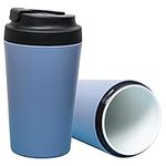 Klaraber Travel Coffee Cup, Coffee Travel Mug with Leakproof Lid, Ceramic Lined, Insulated & Reusable, Portable Ceramic Mug Cup for Travel, 380ml / 13oz (Blue)