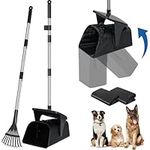 suchown Pooper Scooper Swivel Bin & Rake Kit with 40 Waste Bags, 37" Long Handle Adjustable Dog Pooper Scooper for Large Medium Small Dogs, Portable Poop Scooper for Yard Lawn Outdoor, Easy to Clean