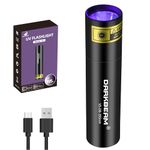 DARKBEAM UV Torch Black Light Flashlight 395nm, Mini & Powerful Woods Lamp USB -C LED Rechargeable Ultraviolet Blacklight Torches, Portable Pet Urine Detector - Curing Resin, Uranium Glass