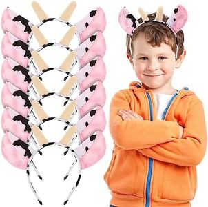 FRCOLOR 6Pcs Cow Ears Headbands:Animal Costume Accessories-Adults Kids Children's Day Halloween Cosplay Costume Fancy Dress Hair Hoops Furry Hairband Favors Party