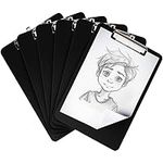 BELLE VOUS 6 Pack Black Plastic Clipboards - 22.5 x 31.5cm / 8.86 x 12.4 Inches - Strong & Durable A4 Size Writing Clipboard with Low Profile Clip - Document, Letter & Memo Holder for Home & Office