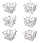 Only Hangers Deep Wire Storage Baskets For Gridwall, Slatwall and Pegboard - Chrome Finish - Dimensions: 12" x 12" x 8" Deep - Economically Sold in a Set of 6 Baskets