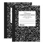 BAZIC Composition Book Wide Ruled 100 Sheet, Premium Black Marble Notebook, Writing Journal Comp Lined Notebooks for School, 2-Pack