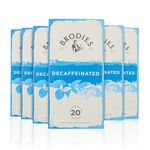 Brodies decaffeinated tea Tag and Envelope - 6 boxes of 20 tea bags each (120 tea bags in total) - Black tea with a mellow and refreshing taste, decaffeinated in the natural way