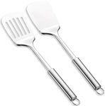 Stainless Steel Spatulas Set, ReaNea Silver Slotted Turner, Solid Turner, Heavy Duty Sturdy Kitchen Spatula High Heat Resistant, Ideal Cookware for Fish,Eggs,Pancakes, Dishwasher Safe, Easy to Clean