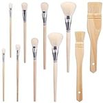 10pcs Paint Brushes, Various Sizes Goat Hair Paint Brushes for Painting Walls Soft Fur Gilding Brush for Watercolor Oil Painting Gold Leaf Wash Ceramic Pottery Metallic Foil Flakes Art Craft Supplies