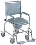 NRS Healthcare M66119 Wheeled Commode/Over Toilet Chair with Padded Seat and Back - Height Adjustable (Packaging may vary)