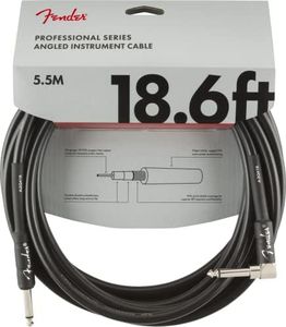 Fender Professional Series Instrument Cable, Guitar Cable, Guitar Accessories, Straight/Angle, Black, 18.6ft