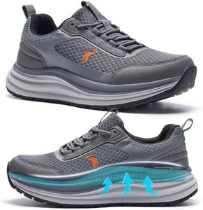 Men's Orthopedic Wide Width Toe Box Running Shoes: Supportive High Arch Orthotic Ergonomic Plantar Fasciitis Flat Feet Pain Relief Walking Shoes, Outdoor Hang Out Trail Sneakers Dark Blue Size 8
