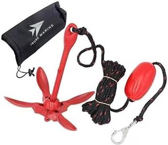 ISURE MARINE Kayak Anchor Kits Portable Folding Anchor Buoy Kit Canoe Kayak Raft Boat Sailboat Fishing 3.5 lbs Marine Rope Complete Folding Grapnel Anchor Kit for Small Boats, Kayaks Jet Ski etc