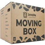 SAFARIPAK - 10 Pack Strong Extra Large Reusable Cardboard Storage Packing Moving House Boxes 52cm x 52cm x 40cm with Carry Handles and Room List Checkboxes - 108 Litres Capacity