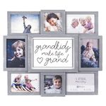 Malden International Designs Gray Grandkids Make Life Grand 8-Opening Sentiment Dimensional Picture Frame Wall Collage