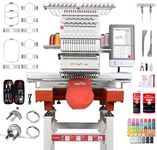 Poolin EOX Embroidery Machine 15 Needles 14x20 inch Area, Full Metal Body 1200spm Auto Color Change & Thread Trimming, WiFi Upload, for Cap Hoodie T-Shirt Jacket Pants, Full Accessories & Training