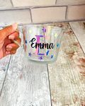 Personalised Glass Mug with Name, Custom Birthday Mug for Women, Hot Chocolate Mug with Initial, Teenage Girl Gifts, Sleepover Party Supplies, Valentines Mug for Women, Best Friend Cup, Coffee Lover