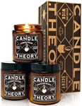 CANDLETHEORY Scented Candle Gift Set - 3, 4 oz Candles - Crackling Wood Wicks - 3 Scents - Cuban Cigar, Spanish Leather, Crackling Hearth - Man Candle, Bachelor Pad Decor, Man Cave Stuff