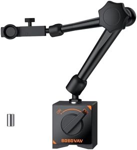 BOBOVAV Magnetic Base Stand Holder for Dial Indicator - 176lbs/80kg Max Pull, 3 Adjustable Joints, 3/8 Inch Steel Stable Holder for Machine Tool Processing & Precision Inspection