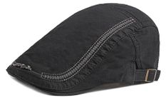 Zacharias Men's 100% Cotton Beret Golf Cap A10-01 (Pack of 1) (Black)