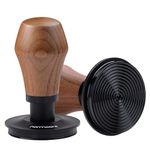 Normcore 58.5mm Espresso Coffee Tamper V4 - Spring Loaded Tamper With Titanium PVD Coating Ripple Base -15lb / 25lb / 30lbs Replacement Springs, Genuine American Walnut Handle